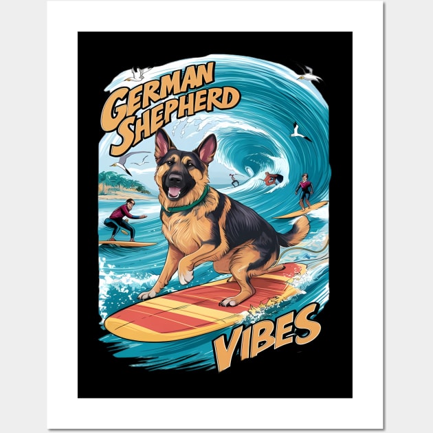 Surfing Shepherd: A Tropical Adventure Wall Art by coollooks